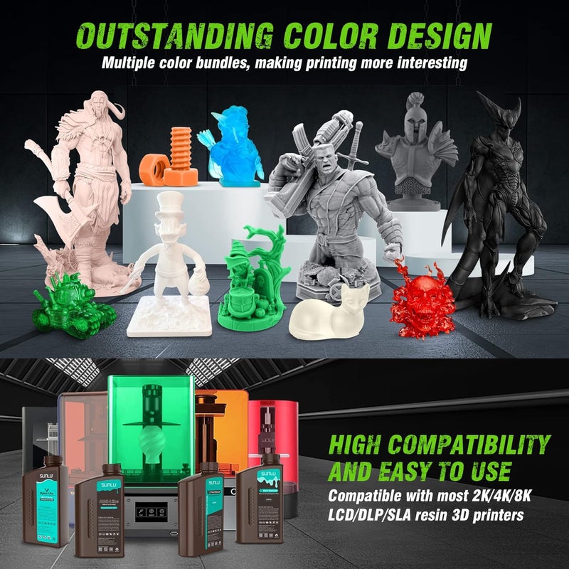 Sunlu 3D Printer Resin, Strong Durable Nylon Like 3D Resin for LCD DLP SLA Resin 3D Printers, 395-405nm UV Light Curing 3D Printing Liquid Photopolymer Resin, Good for Functional Parts, 1000g, Beige - Image 4